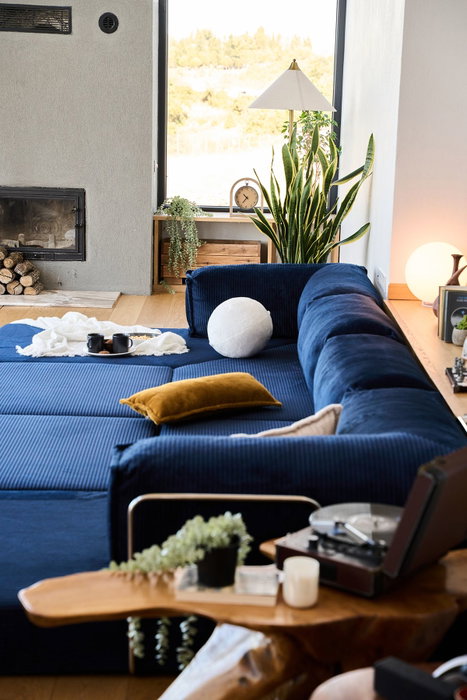 Atelier Del Sofa Kanyon Sofá-Cama Esquinero Azul Marino